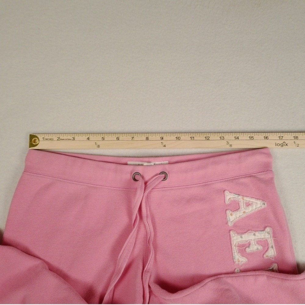 Aeropostale Pink Cropped Sweatpants Drawstring Logo Casual Athleisure Women's M - Picture 7 of 9